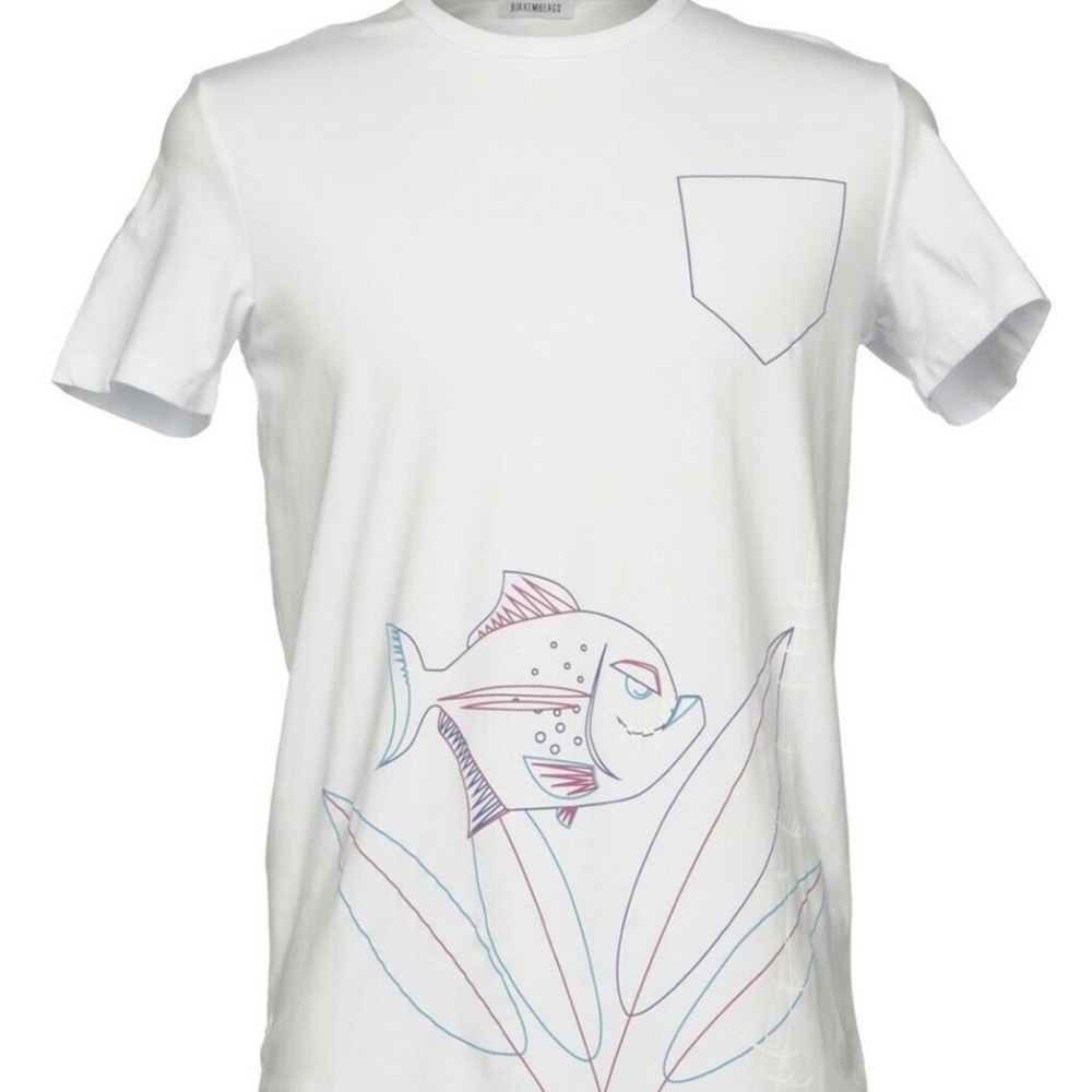 Bikkembergs Mens White T-shirt Size Large